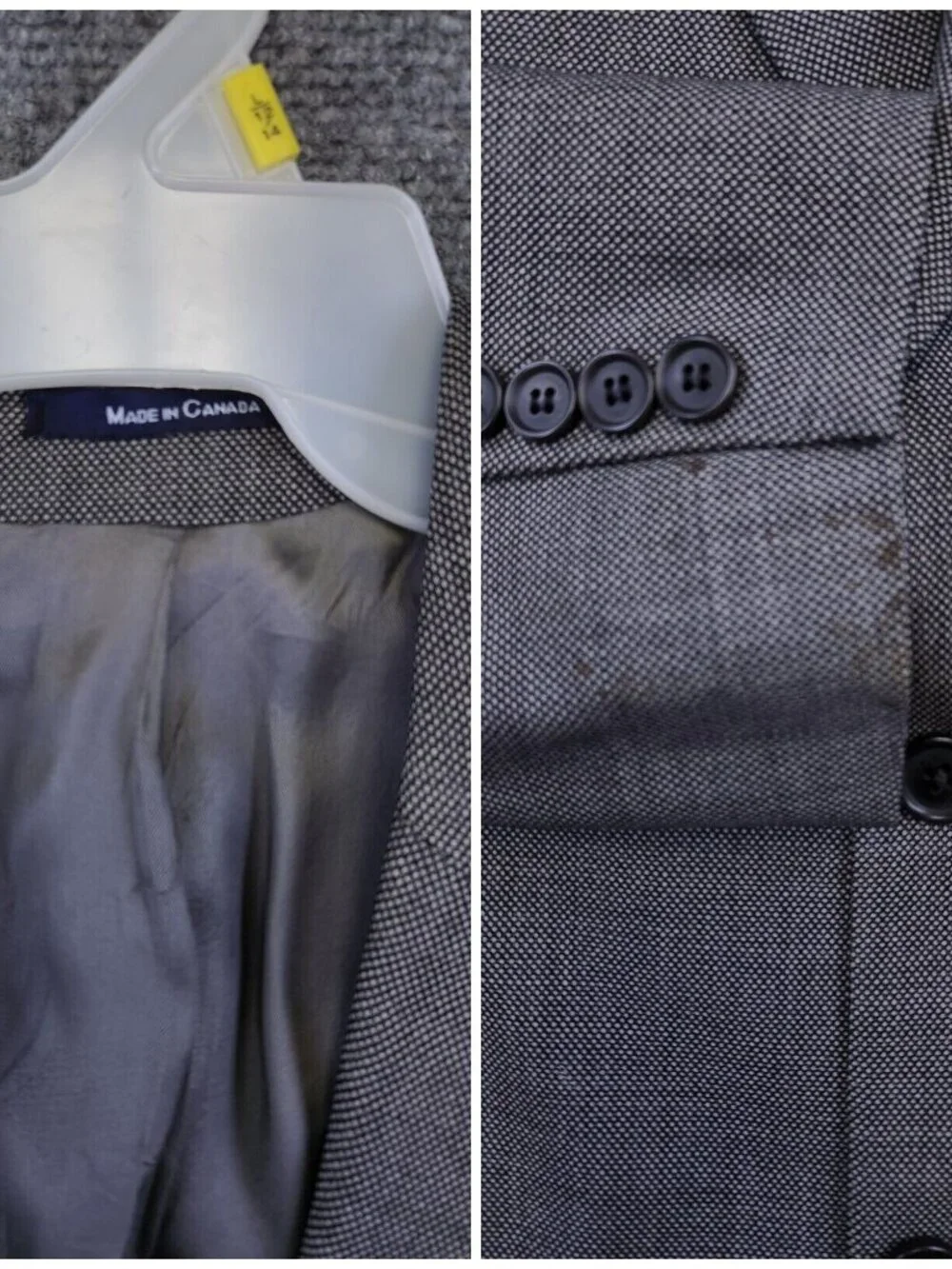 Chaps By Ralph Lauren Gray Blazer 2 Button 95% Wool 5% Cashmere Made In Canada